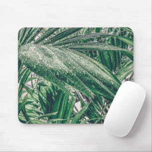 Alfombrilla De Ratón Hojas tropicales con gotas de lluvia