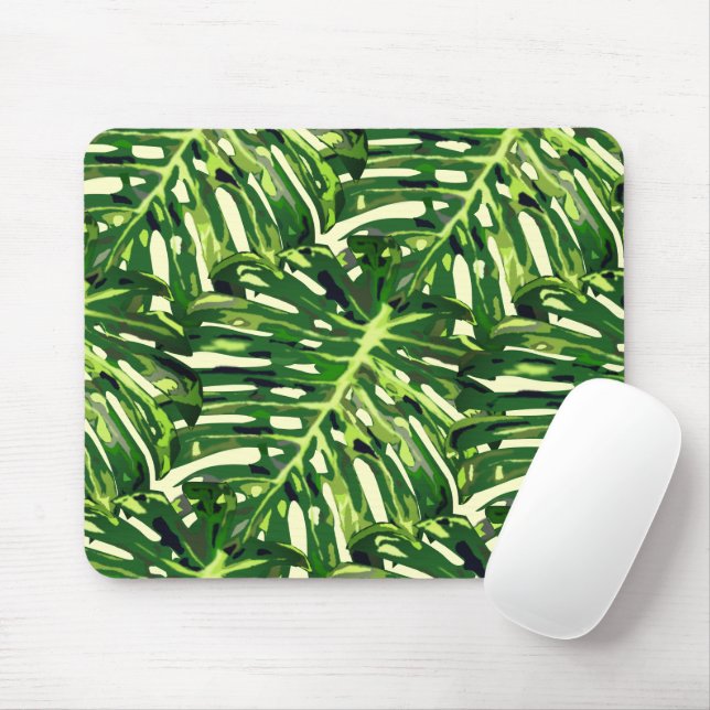 Alfombrilla De Ratón Hojas tropicales de Monstera - vacaciones (Con ratón)