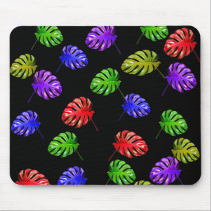Alfombrilla De Ratón Hojas tropicales Mousepad de fondo negro