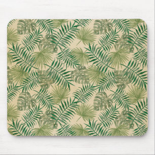 Alfombrilla De Ratón Hojas Verdes Crema Tropical