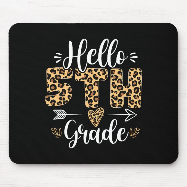 Alfombrilla De Ratón Hola 5 Maestra De Leopardo De Quinto Grado De Vuel (Frente)