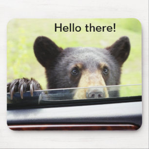 Alfombrilla De Ratón "Hola allí!" Oso negro Mousepad