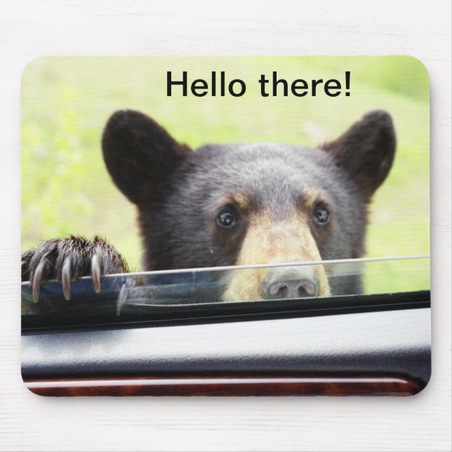 Alfombrilla De Ratón "Hola allí!" Oso negro Mousepad (Frente)