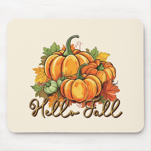 Alfombrilla De Ratón Hola Caída - Parche De Calabaza Acogedor (Frente)