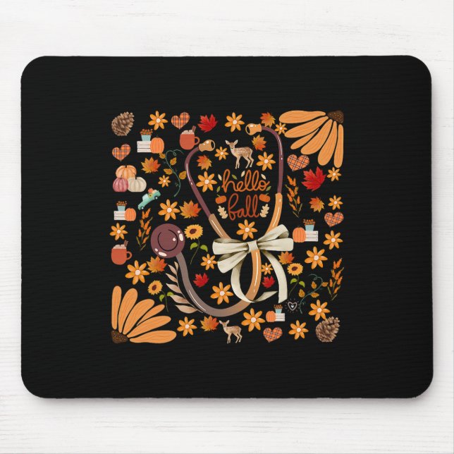 Alfombrilla De Ratón Hola Caída Stethoscope Enfermera Boho Floral Healt (Frente)