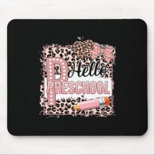Alfombrilla De Ratón Hola Cute Preescolar Pre-k Leopardo Rosa De vuelta