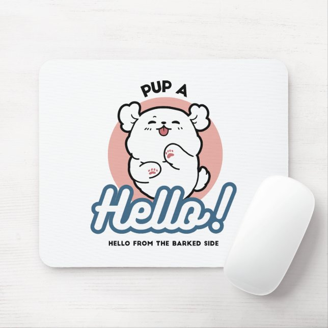Alfombrilla De Ratón ¡Hola! - Diseño feliz de Personalizados de perros  (Con ratón)