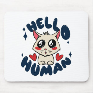 Alfombrilla De Ratón Hola gato humano