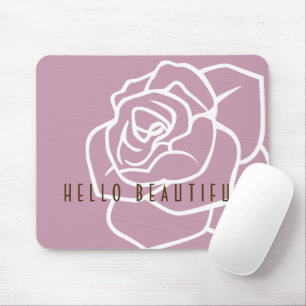 Alfombrilla De Ratón Hola Hermoso - Rosa Rosa Chic Moderno