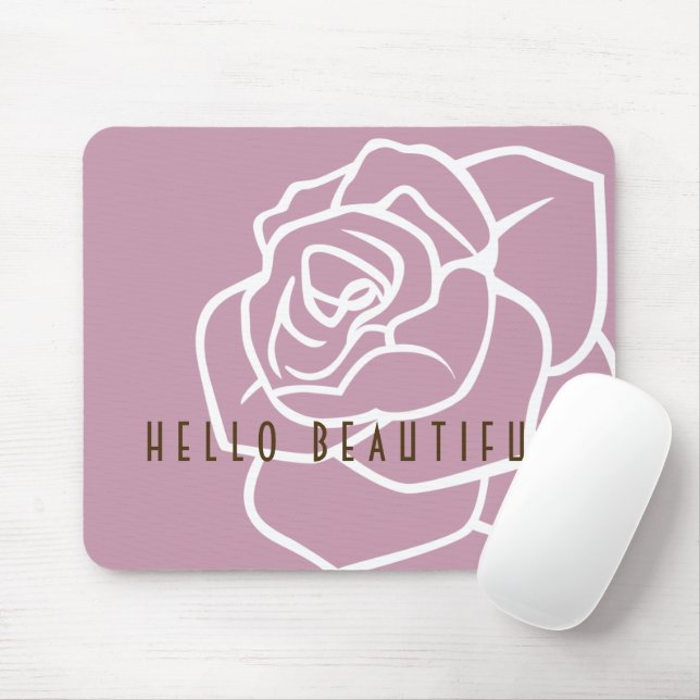 Alfombrilla De Ratón Hola Hermoso - Rosa Rosa Chic Moderno (Con ratón)
