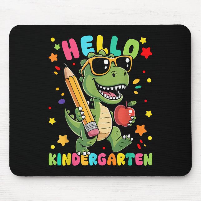 Alfombrilla De Ratón Hola Kindergarten Dinosaur First Day Back To Scho (Frente)