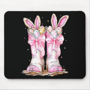 Alfombrilla De Ratón Hola Pascua Occidental Conejo Pascua Botas Vaquero
