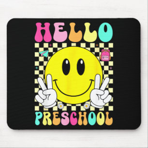 Alfombrilla De Ratón Hola preescolar sonrisa retro cara vuelta al cole