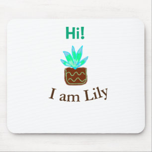 Alfombrilla De Ratón Hola soy Lily cactus succulum añadir nombre acuare