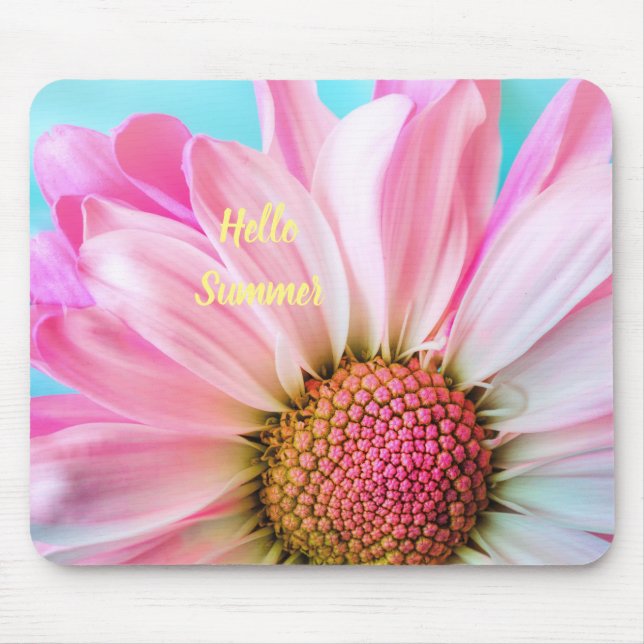Alfombrilla De Ratón Hola texto de verano con Flor (Frente)