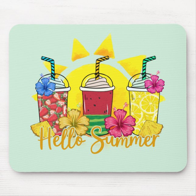Alfombrilla De Ratón Hola verano vibrante Fruta tropical Smoothie (Frente)