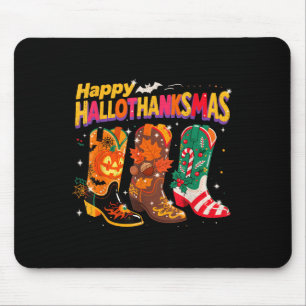 Alfombrilla De Ratón Holiday Western Boots Happy Hallothanksmas Design