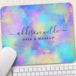 Alfombrilla De Ratón Holográfico Sparkle opal Irideslindante<br><div class="desc">¡Desata a tu artista interior con esta moda y con un ratón elegante! Una mezcla vibrante de azul pastel, rosa, púrpura y amarillo crea un entorno de ensueño, acuarela. Los impactantes acentos purpurinas le dan un toque de glam, perfecto para el profesional creativo. Personalízalo con tu nombre y título en...</div>