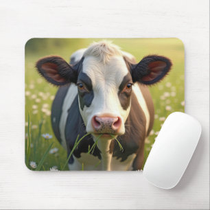 Alfombrilla De Ratón Holstein En Pastel Verde Con Daisies