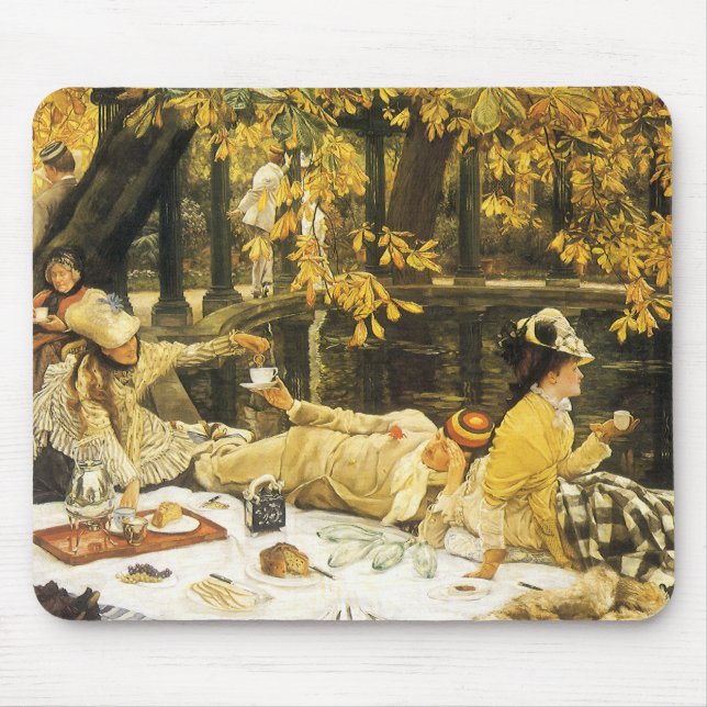 Alfombrilla De Ratón Holyday, el picnic de James Tissot, arte victorian (Frente)