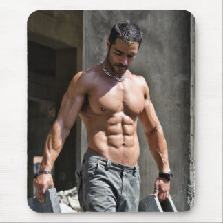 Alfombrilla De Ratón Hombre Caliente Sexy Shirless Construction Worker