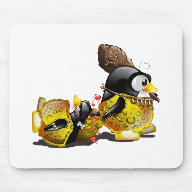 Alfombrilla De Ratón Hombre de las cavernas Tux en amor (Frente)