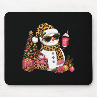 Alfombrilla De Ratón Hombre de nieve leopardo de Navidad Boujee Fiesta