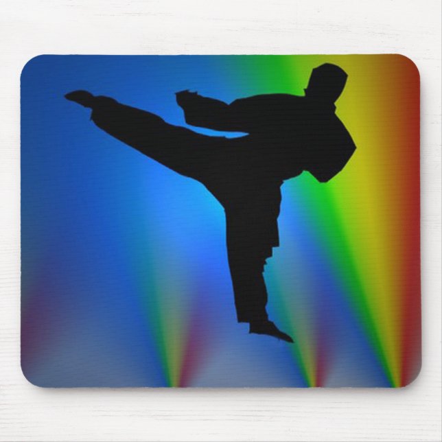 Alfombrilla De Ratón Hombre del karate de la silueta, mousepad (Frente)