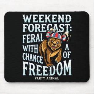 Alfombrilla De Ratón Hombre divertido oso grizzly patriótico verano lib