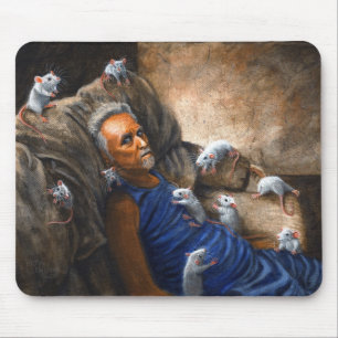 Alfombrilla De Ratón Hombre en el sofá con las ratas Mousepad