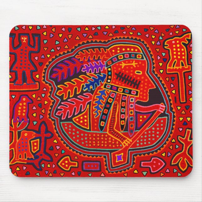 Alfombrilla De Ratón Hombre indio kuna en canoa (Frente)