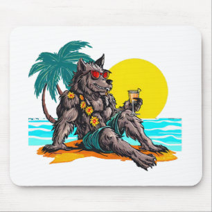 Alfombrilla De Ratón hombre lobo de vacaciones