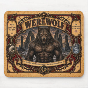 Alfombrilla De Ratón Hombre lobo, monstruo de circo vintage