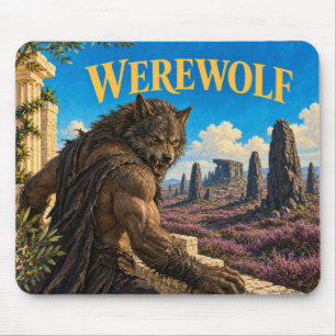Alfombrilla De Ratón Hombre lobo, monstruo de fantasía gótica