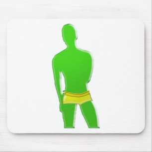 Alfombrilla De Ratón Hombre Verde en Ropa Interior Amarilla