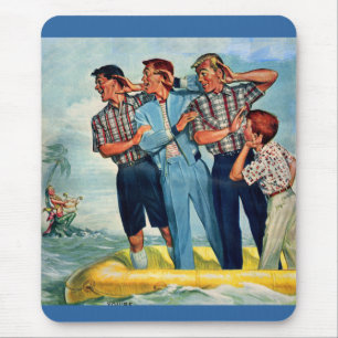 Alfombrilla De Ratón Hombres de los años 1950 escuchando la canción de 