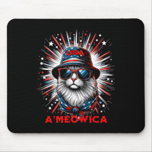 Alfombrilla De Ratón Hombres Mujeres Ameowica Divertido Patriótico Gato