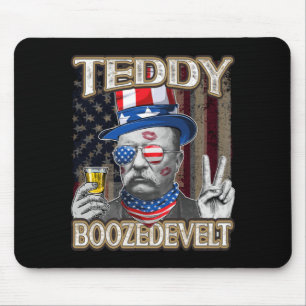 Alfombrilla De Ratón Hombres Theodore Roosevelt 4 de julio Teddy Boozed