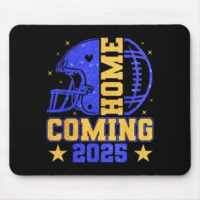 Alfombrilla De Ratón Homecoming 2025 Hoco Football Mama Girl Blue Gold  (Frente)
