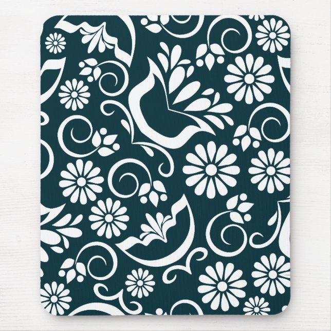 Alfombrilla De Ratón Hongo elegante en blanco y negro (Frente)