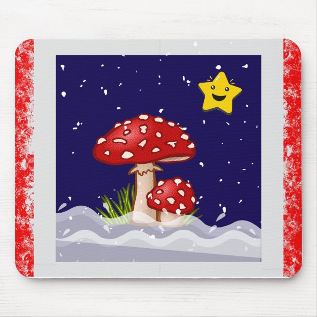 Alfombrilla De Ratón hongos de diseño de Navidad (Frente)