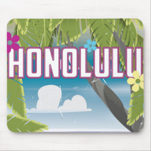 Alfombrilla De Ratón Honolulu, Hawaii, poster de viajes vintage de EEUU