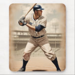 Alfombrilla De Ratón Honoring Tradition<br><div class="desc">Commemorative artwork of a baseball player in the style of a vintage trading card. It was created in DreamUp and upscaled in Leonardo.ai.</div>