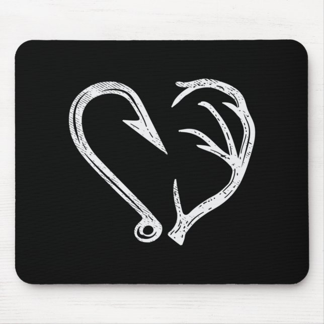 Alfombrilla De Ratón Hook Antler Heart Love Fishing Fish Deer H (Frente)