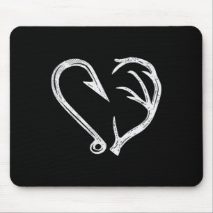 Alfombrilla De Ratón Hook Antler Heart Love Fishing Fish Deer H