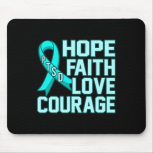 Alfombrilla De Ratón Hope Faith Love Ptsd Stress Awareness Ribbon Graph