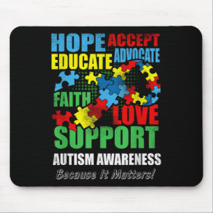 Alfombrilla De Ratón Hope Faith Love Ribbon Autism Awareness Women