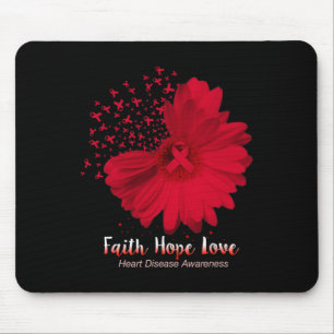 Alfombrilla De Ratón Hope Love Heart Disease Awareness Sunflower