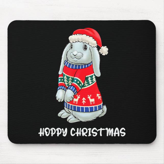 Alfombrilla De Ratón Hoppy Christmas Bunny Christmas Sweater Rabbit  (Frente)