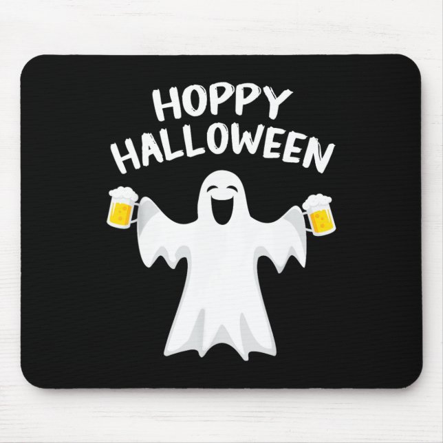 Alfombrilla De Ratón Hoppy Halloween Funny Halloween Cute Ghost Beer Dr (Frente)
